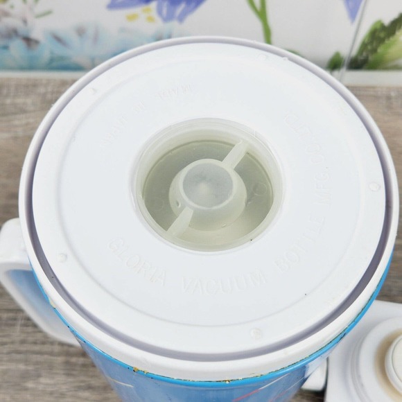 Gloria Vacuum Bottle Carafe Thermas Blue White RFS-10 Made in Japan Vintage MCM - Picture 8 of 10